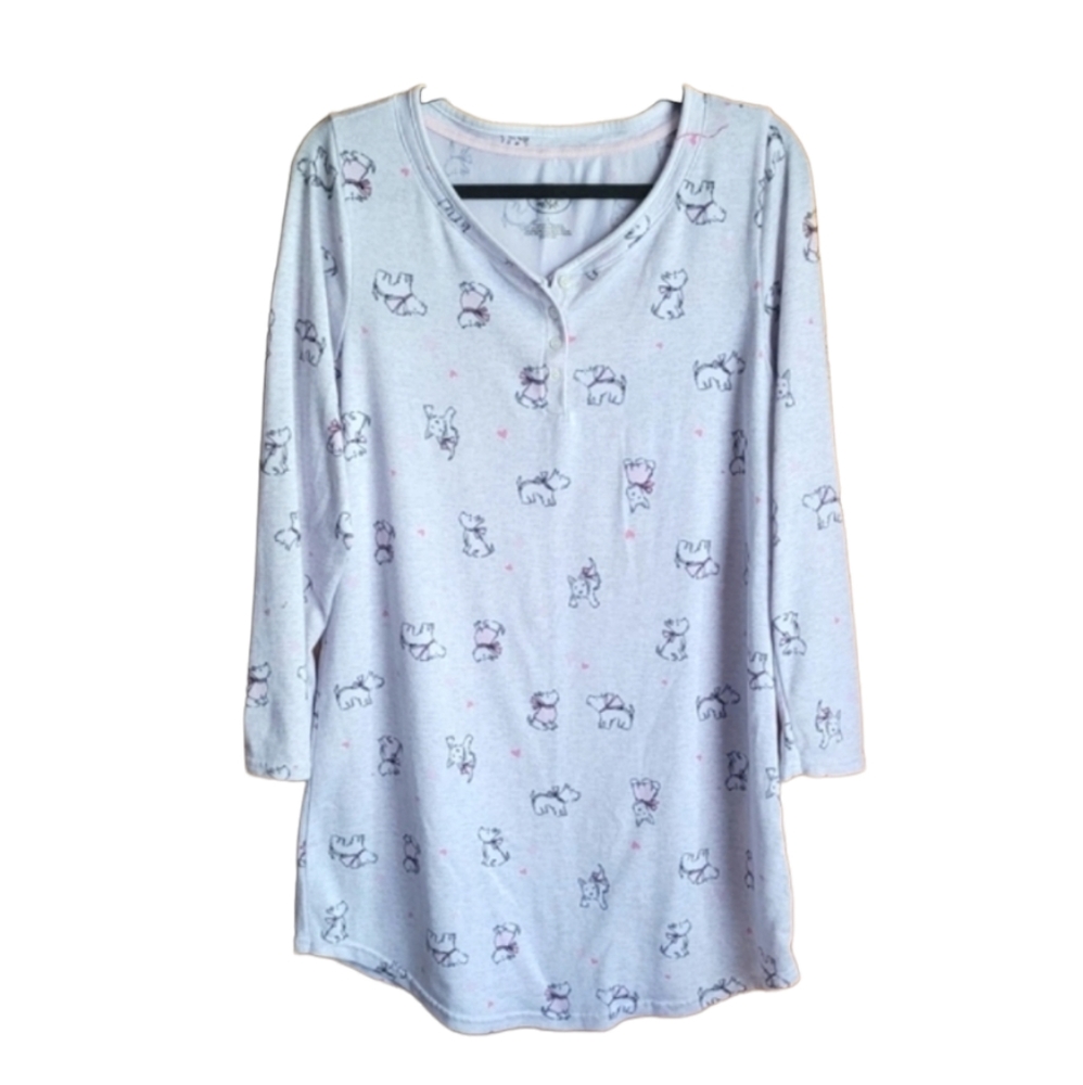 Laura Ashley Long Sleeve Scotty Dog Print Night Shirt/Night Gown Size La…